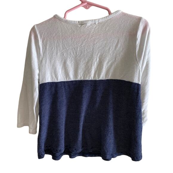 Copper Key White Blue Striped 3/4 Sleeve Soft Jersey‎ Knit Rayon Shirt Size 6 - Picture 2 of 4